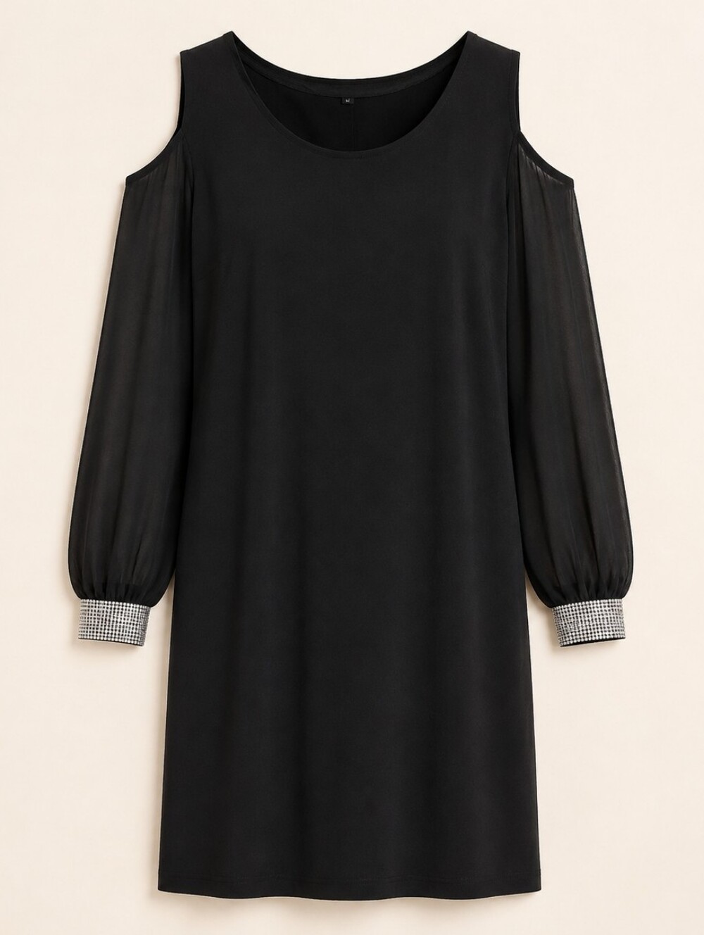 MSK Black Cold-Shoulder Rhinestone Cuff Dress Size 16
